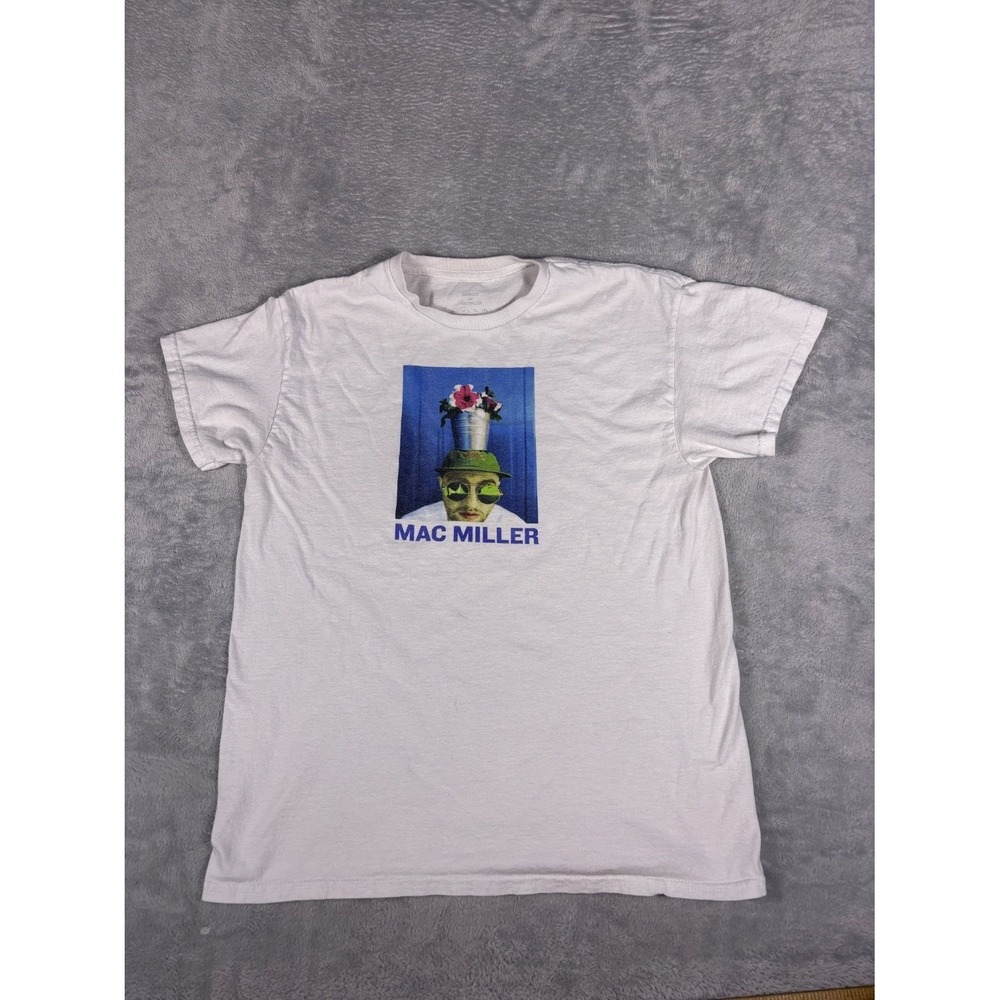 Mac Miller Music T-Shirt Mens M White Crew Neck Short Sleeve sleeves